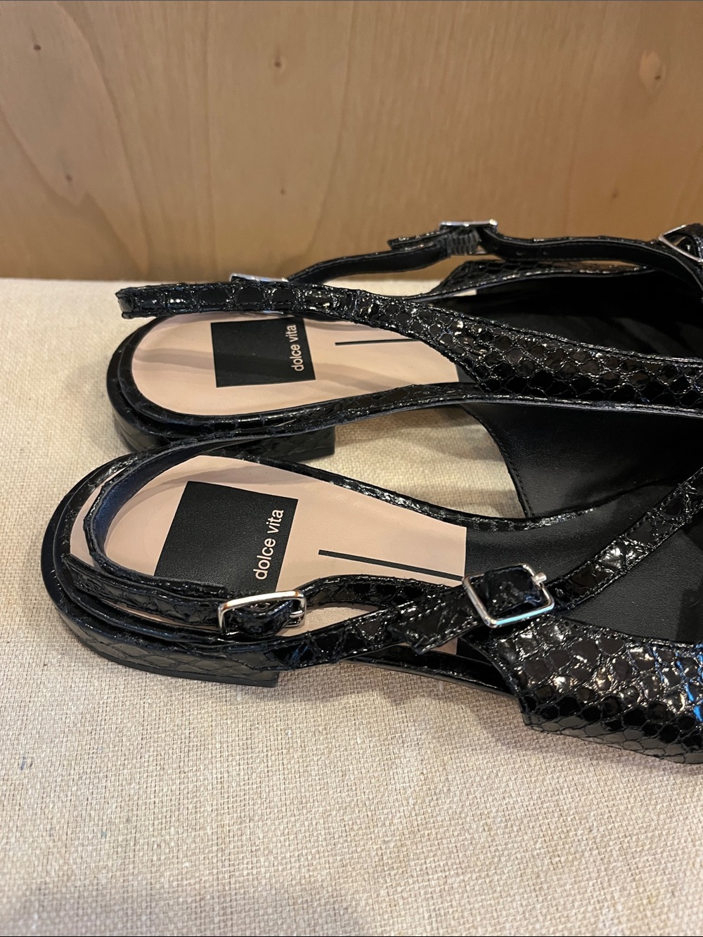 Dolce Vita Snakeskin Pointed Toe Slingback Flats - Picture 3 of 6